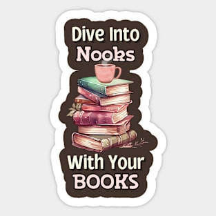 Books and Brews: Dive into Nooks Sticker